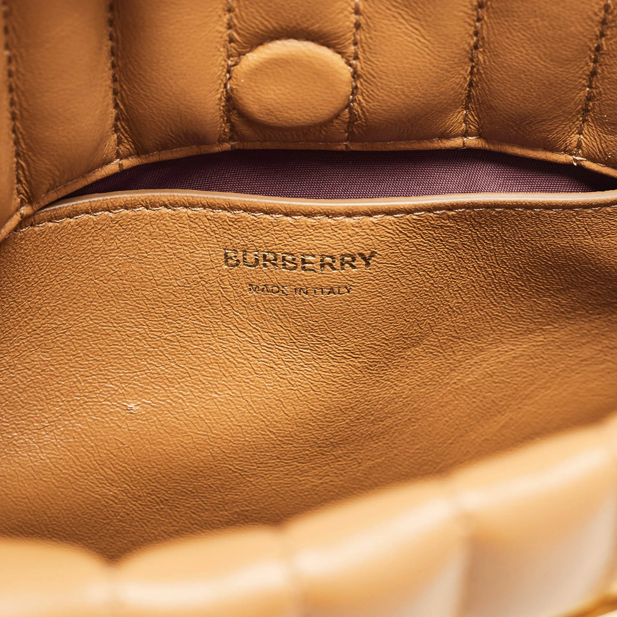Trendy Inspired Burberry Marple Brown Embossed Check Leather Small Lola Bucket Bag