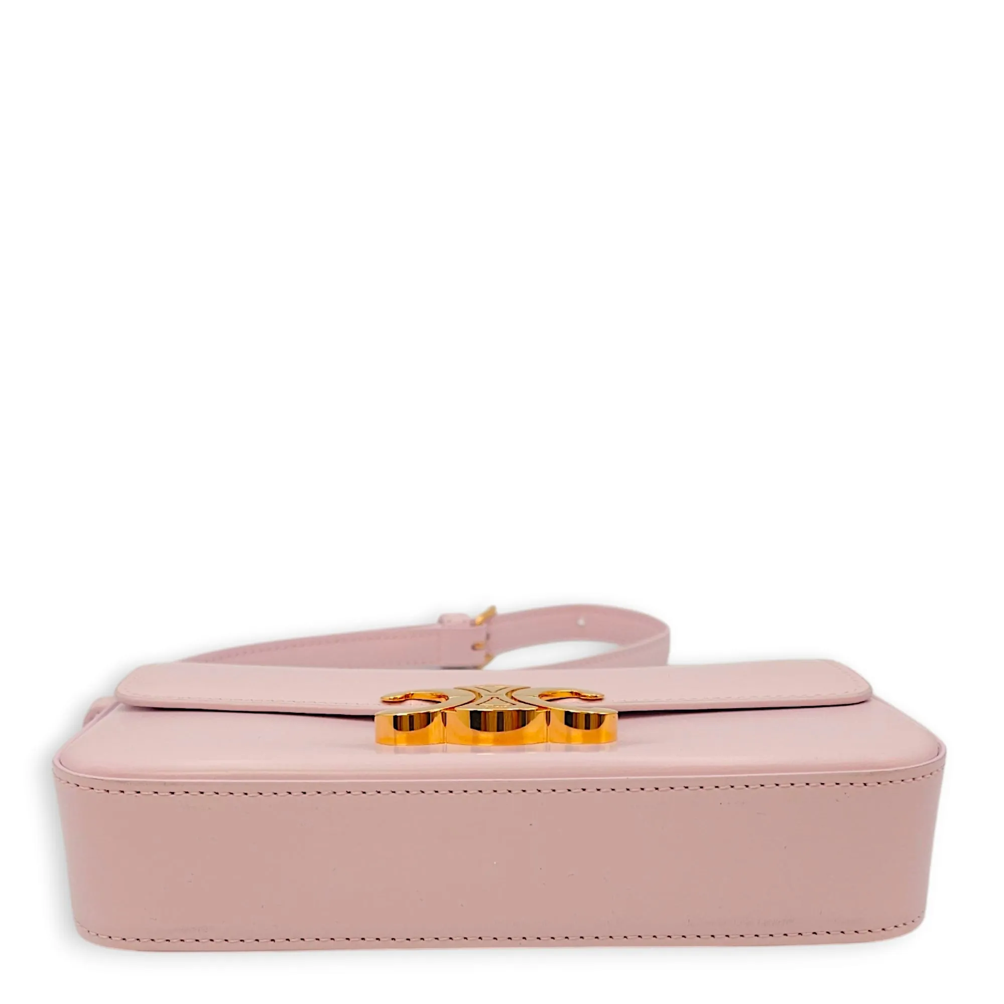 Triomphe Claude 20.5x11x4cm Pink Shoulder Bag in Box Calfskin, Gold hardware
