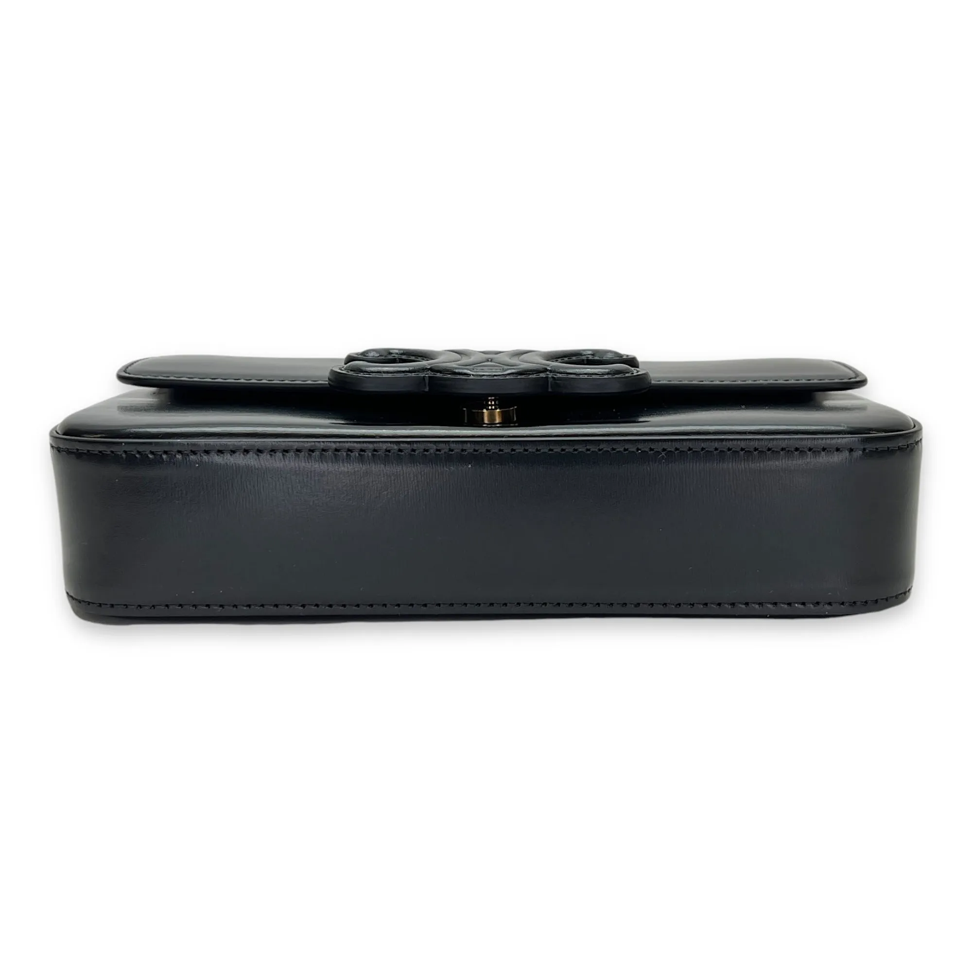 Triomphe Shoulder Bag  Black in Calfskin , Gold Hardware
