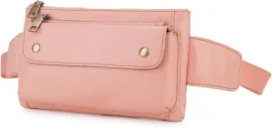 Unisex Brown Genuine Leather Waist Bag Messenger Fanny Pack Bum Bag For Men Women Travel Sports Running Hiking