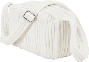 Velvet Quilted Tote Bag for Women Handbag with Adjustable Strap, Crossbody Bag Cute Purse Plushy Satchel Bag with Zipper