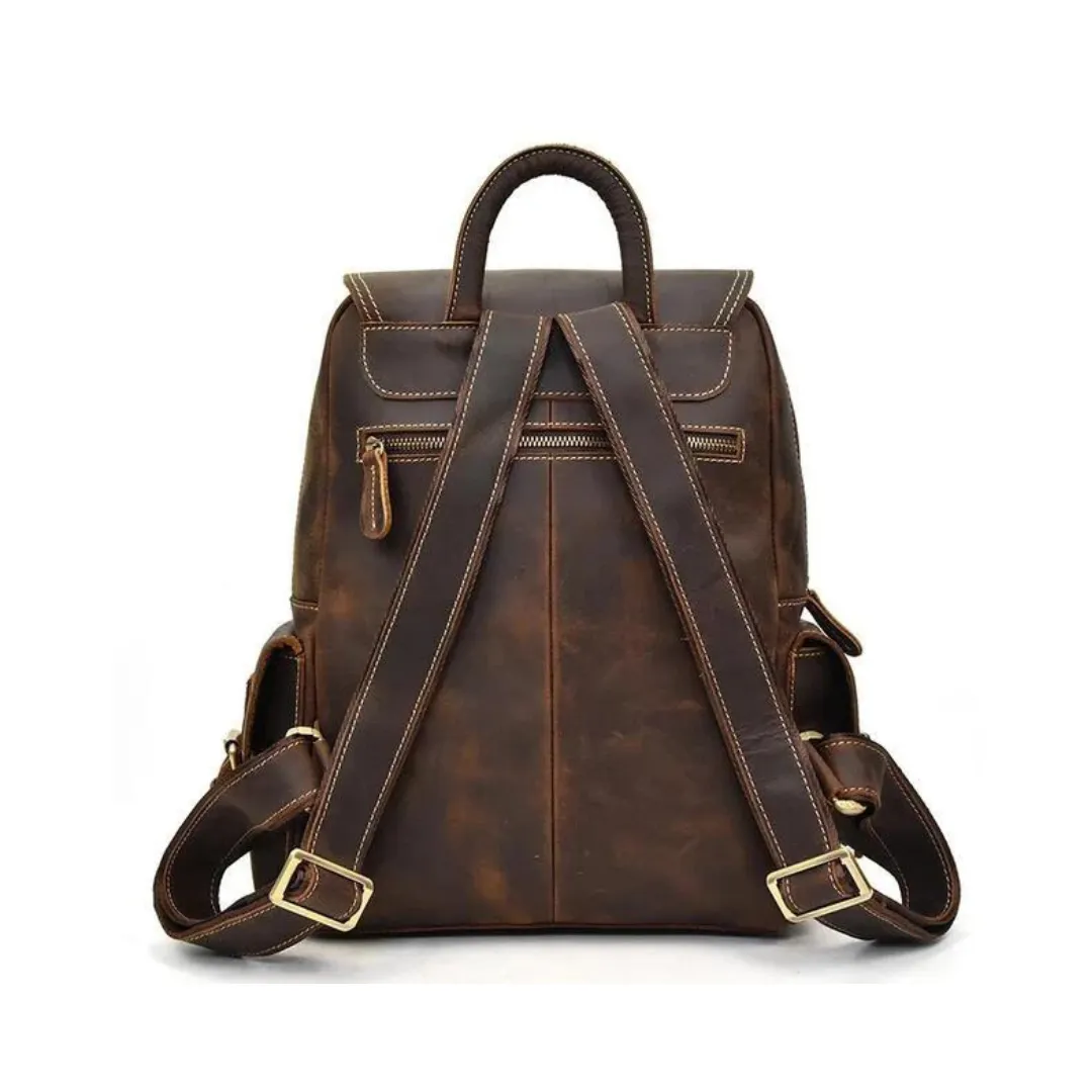 Vintage Leather Backpack, Travel Backpack, Men Rucksack