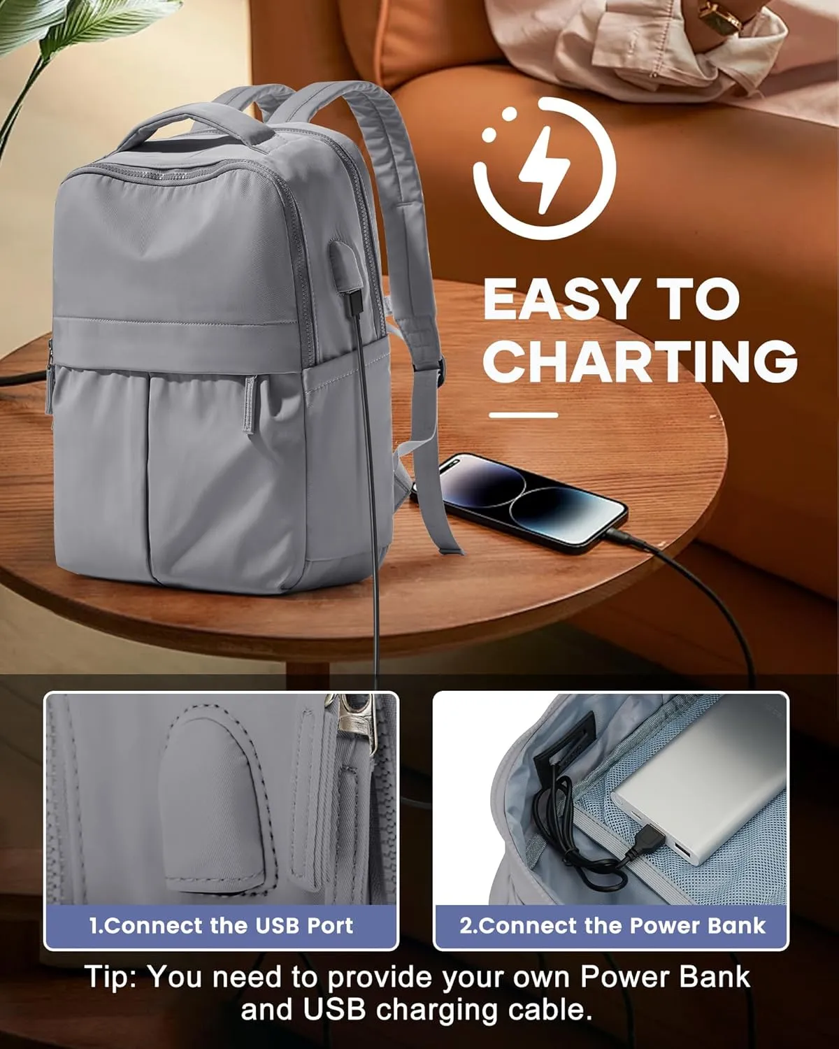 wepadre Laptop Backpack For Women Gym Backpack Work Backpack For Men Casual Daypack Backpacks College Backpacks Grey