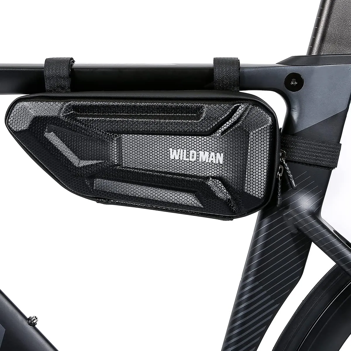 WILD MAN Rainproof Hard Shell Bike Triangle Frame Bag Top Tube Bicycle Bags Good for MTB Mountain Road Bike or Motorcycle Saddle (XT4, Sun pattern)