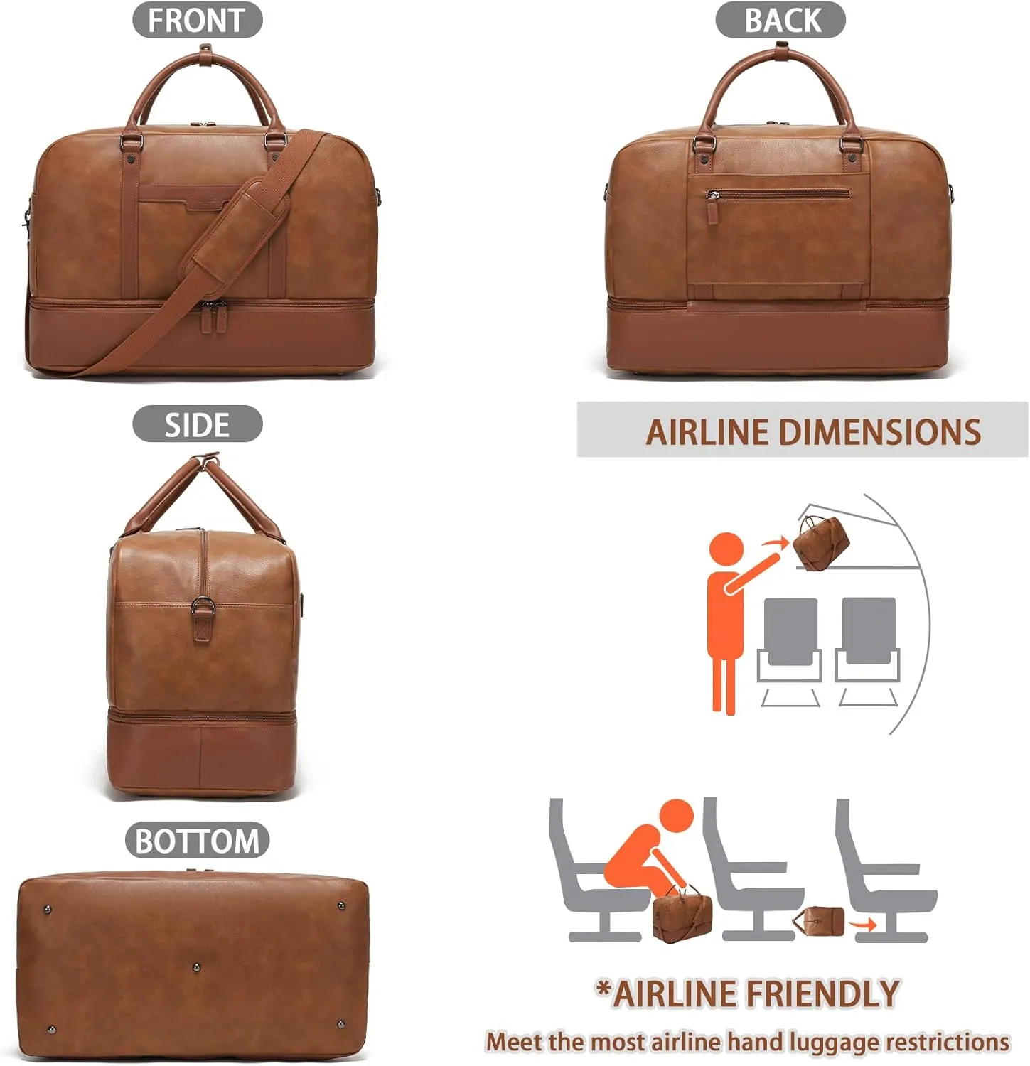 Wogarl Weekender Bag for Women Men Large Overnight Bag Travel Duffel Bag with Shoe Compartment Toiletry Satchel Bag Carry On Bag Fit 21" Laptop