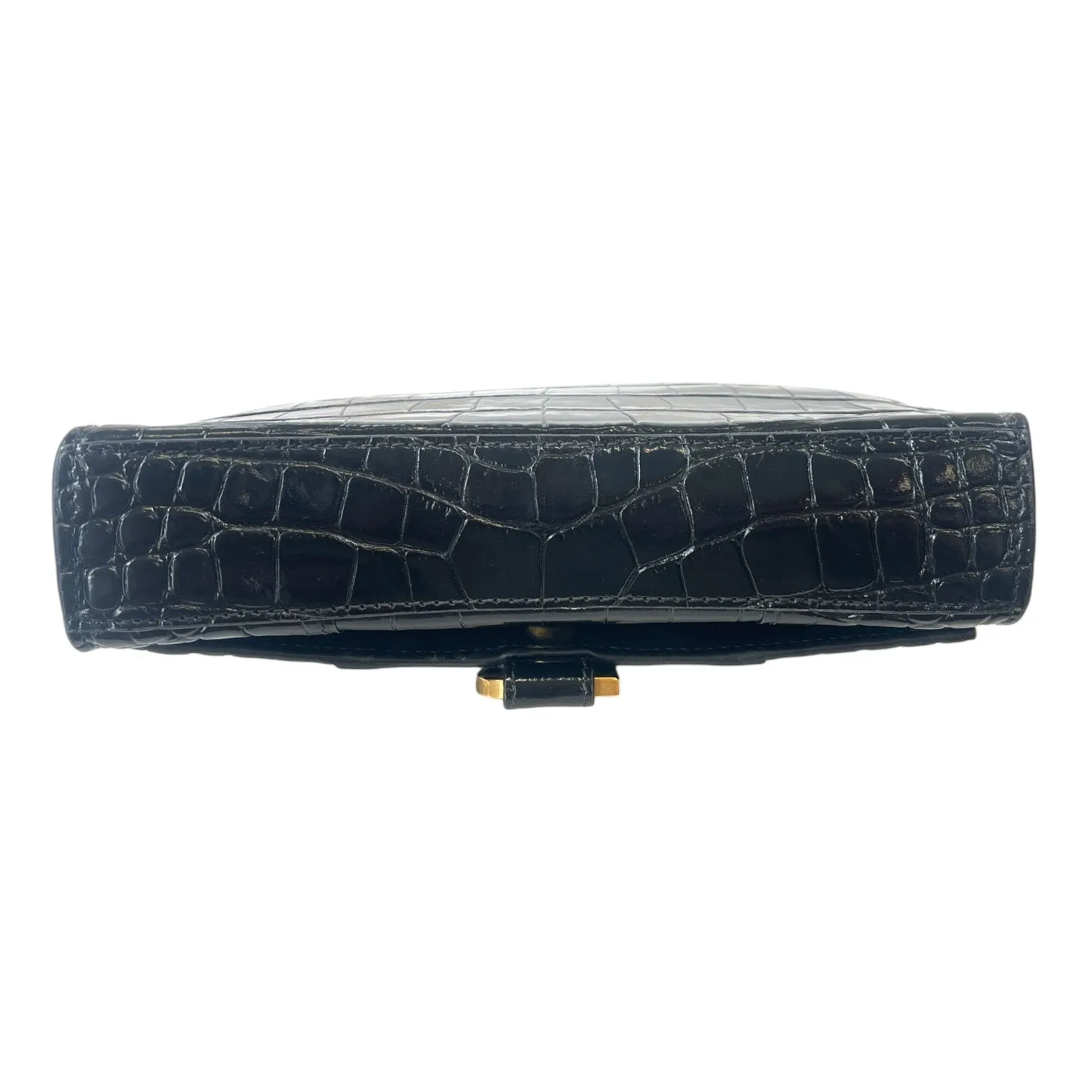Women's Hourglass Crocodile Wallet On Chain Bag Black